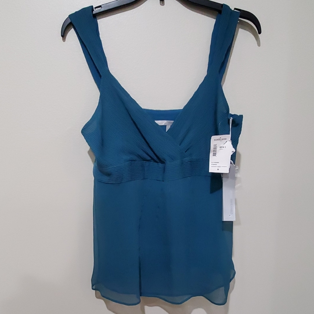 ❤NWT! CLASSIQUES ENTIER SILK PINTUCK DETAIL TOP, M